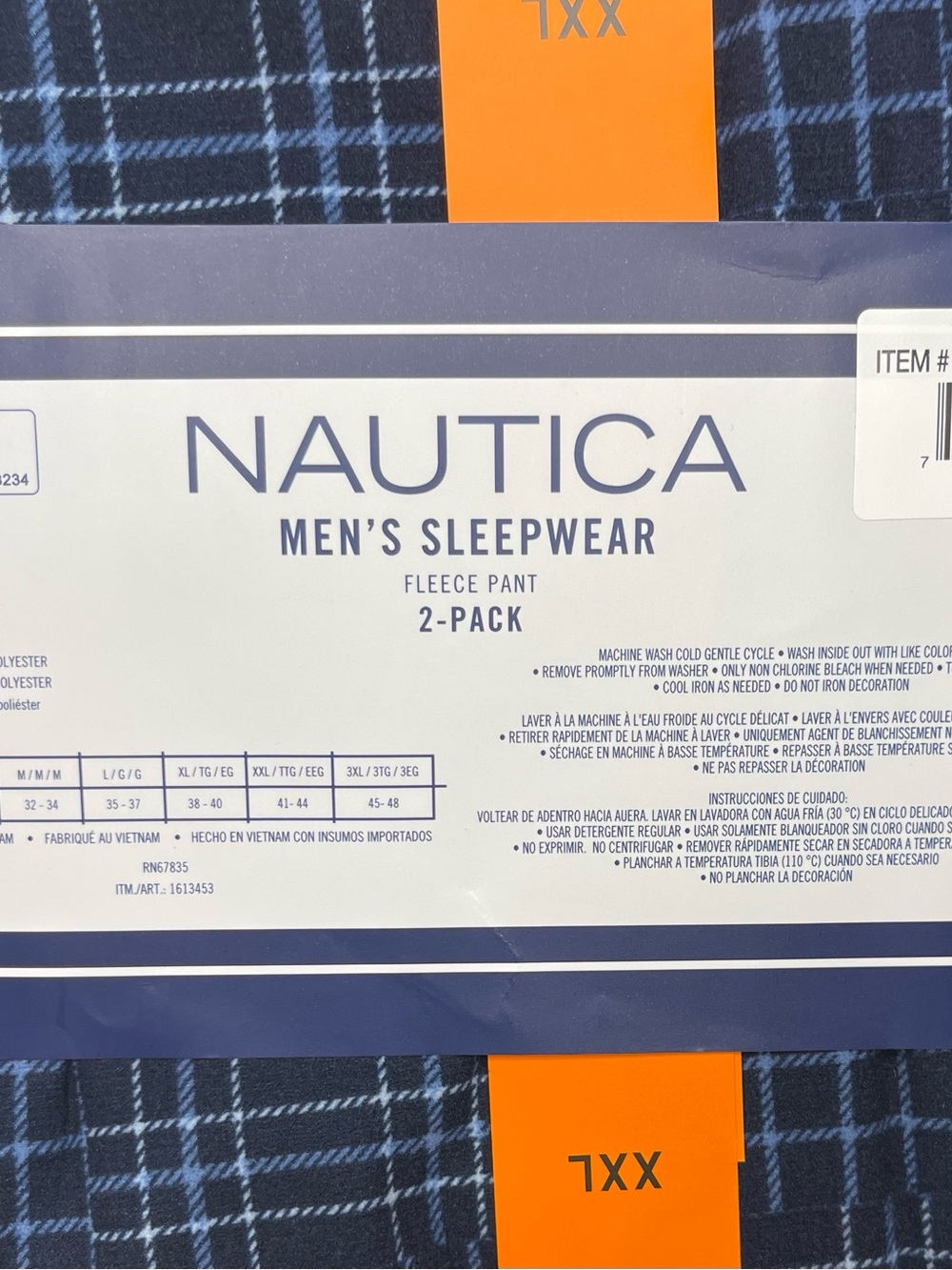 Nautica Men's Fleece Sleep Pants 2-Pack in Navy & Burgundy Plaid - Picture 2 of 2